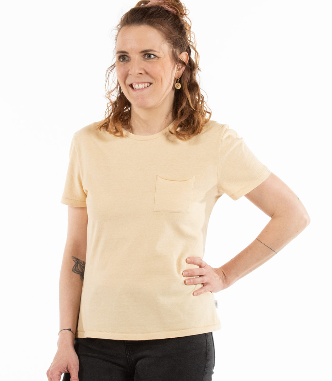 Whateverman Women Logo Stripe Tshirt yellow 1