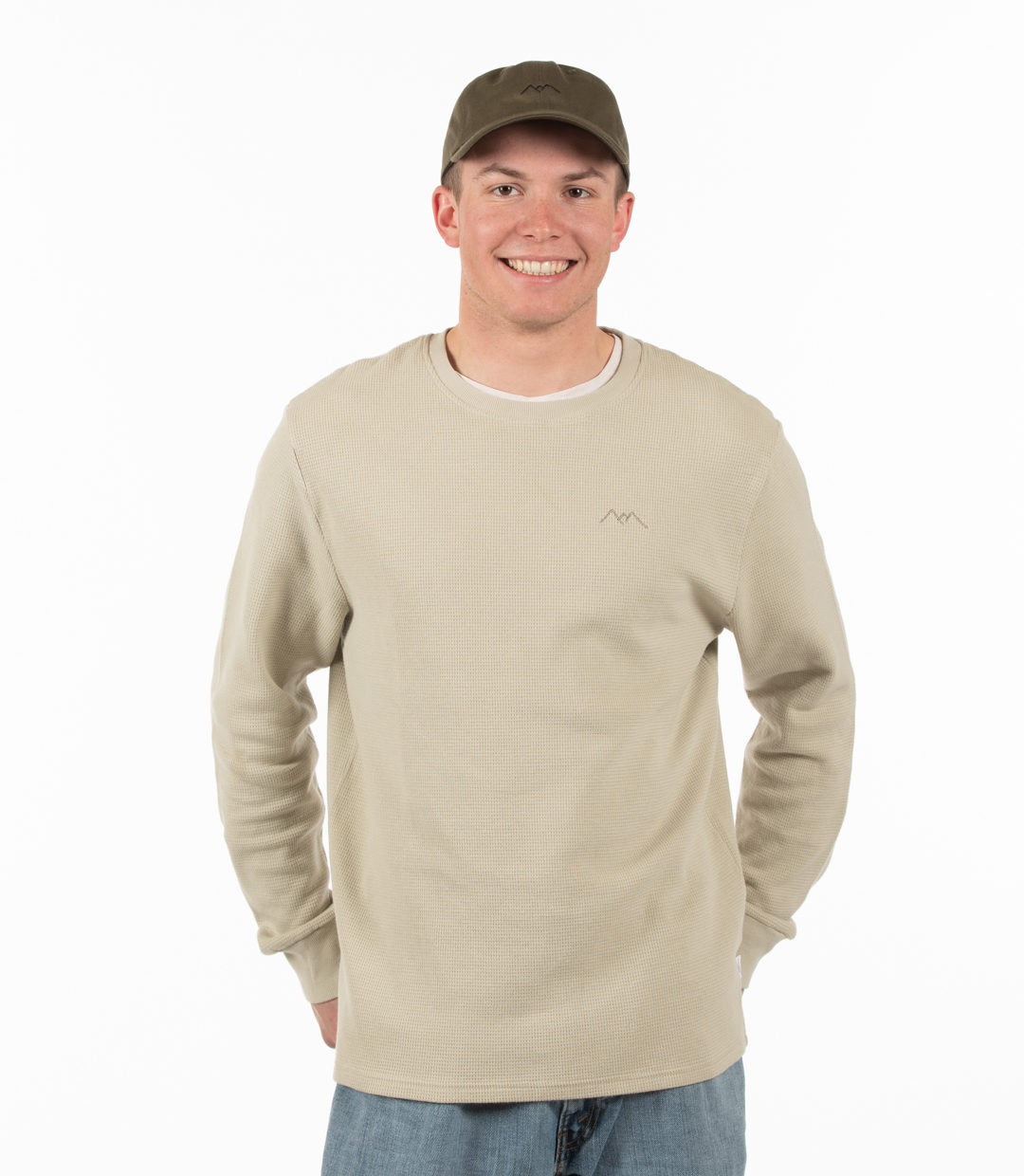 Whatever Man Man Waffle Crewneck Stonegrey 1