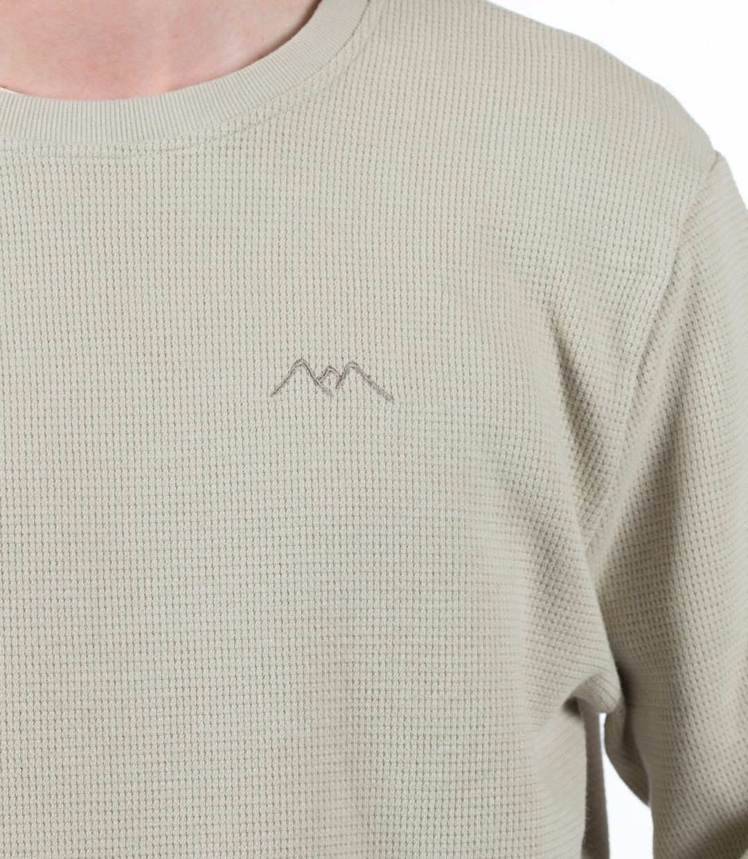 Whatever Man Man Waffle Crewneck Stonegrey Detail 1