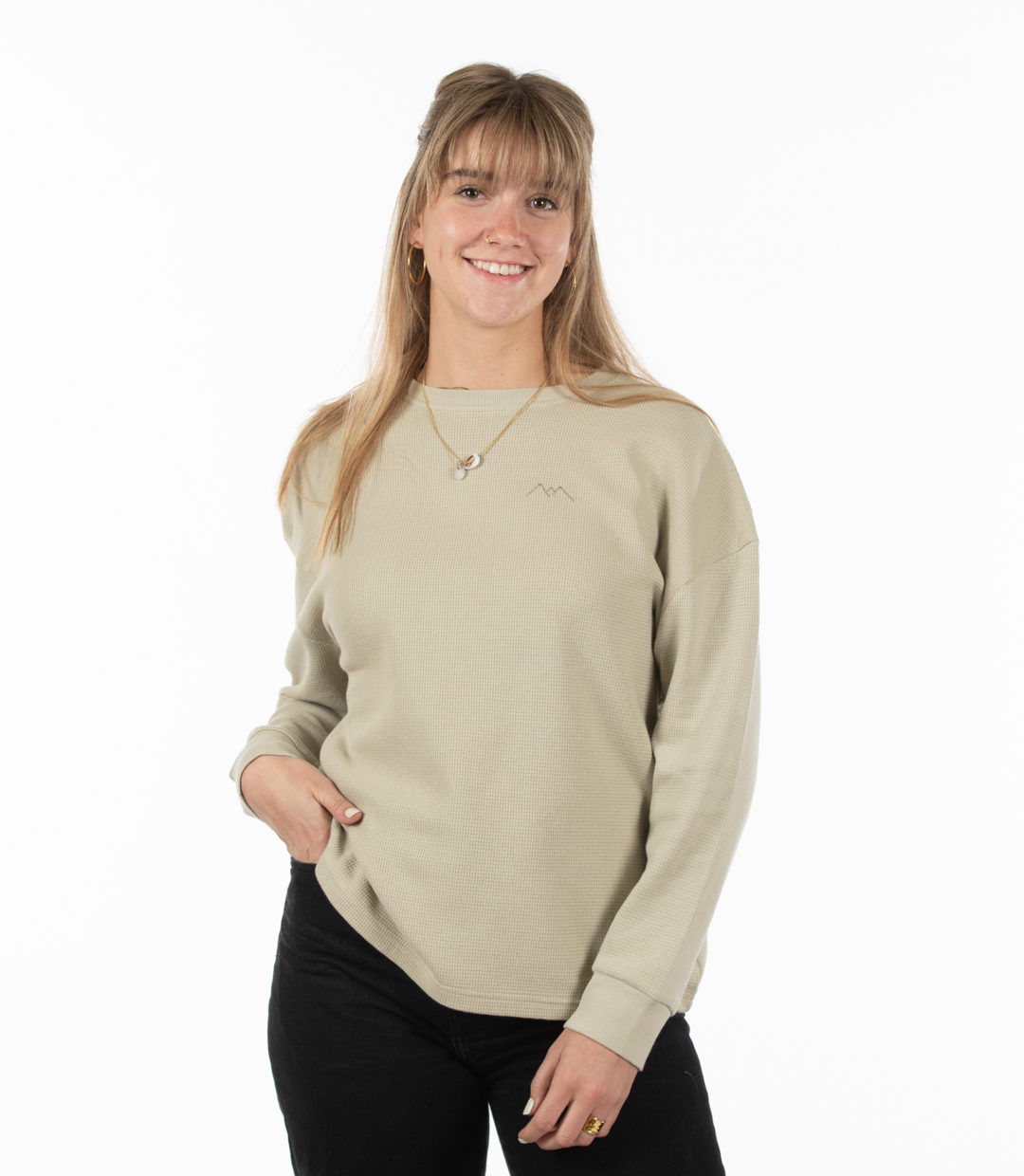 Whatever Man Woman Waffle Crewneck Stonegrey 1