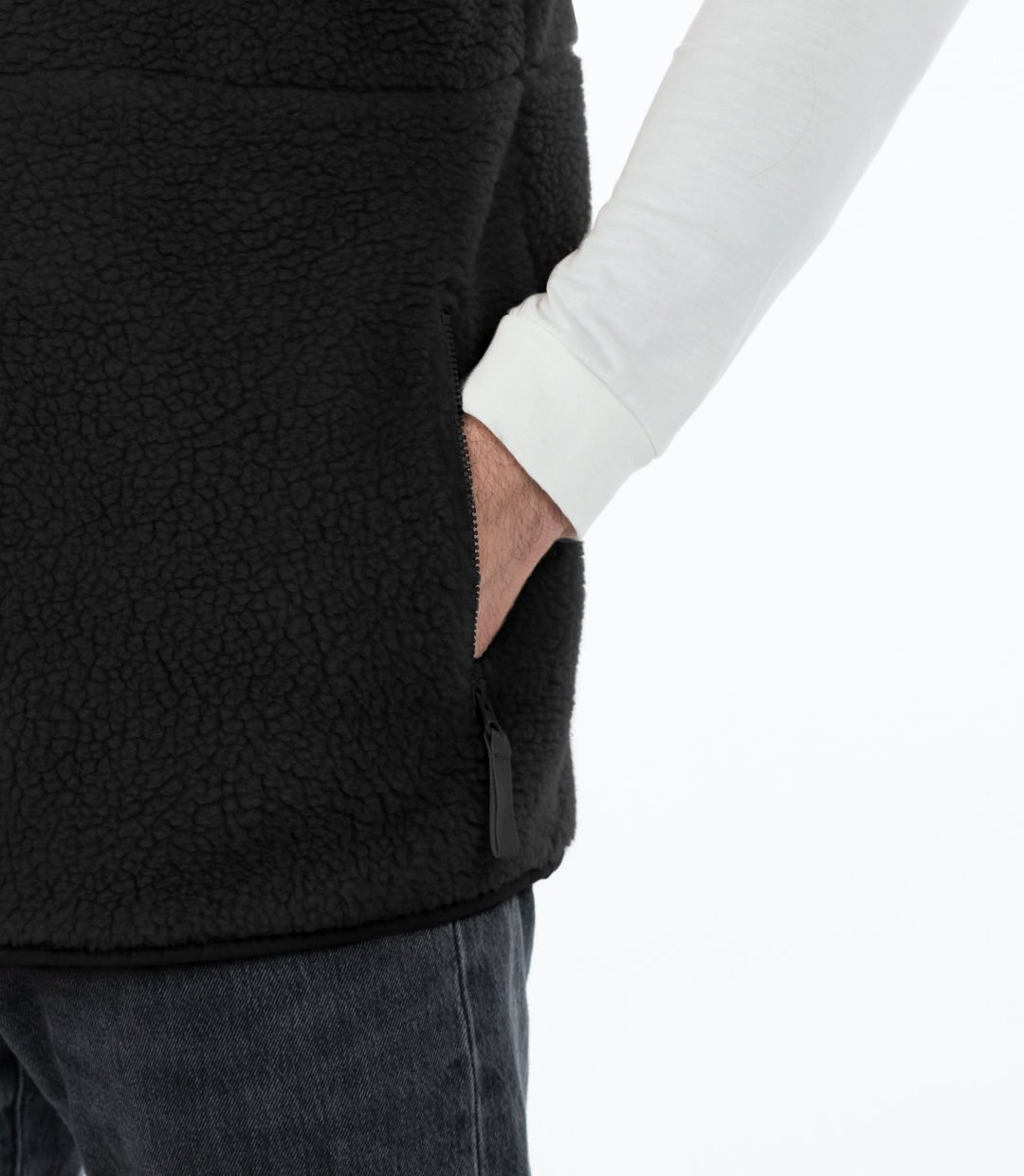 Whatever Man Men Bark Fleece Vest Black Detail 2