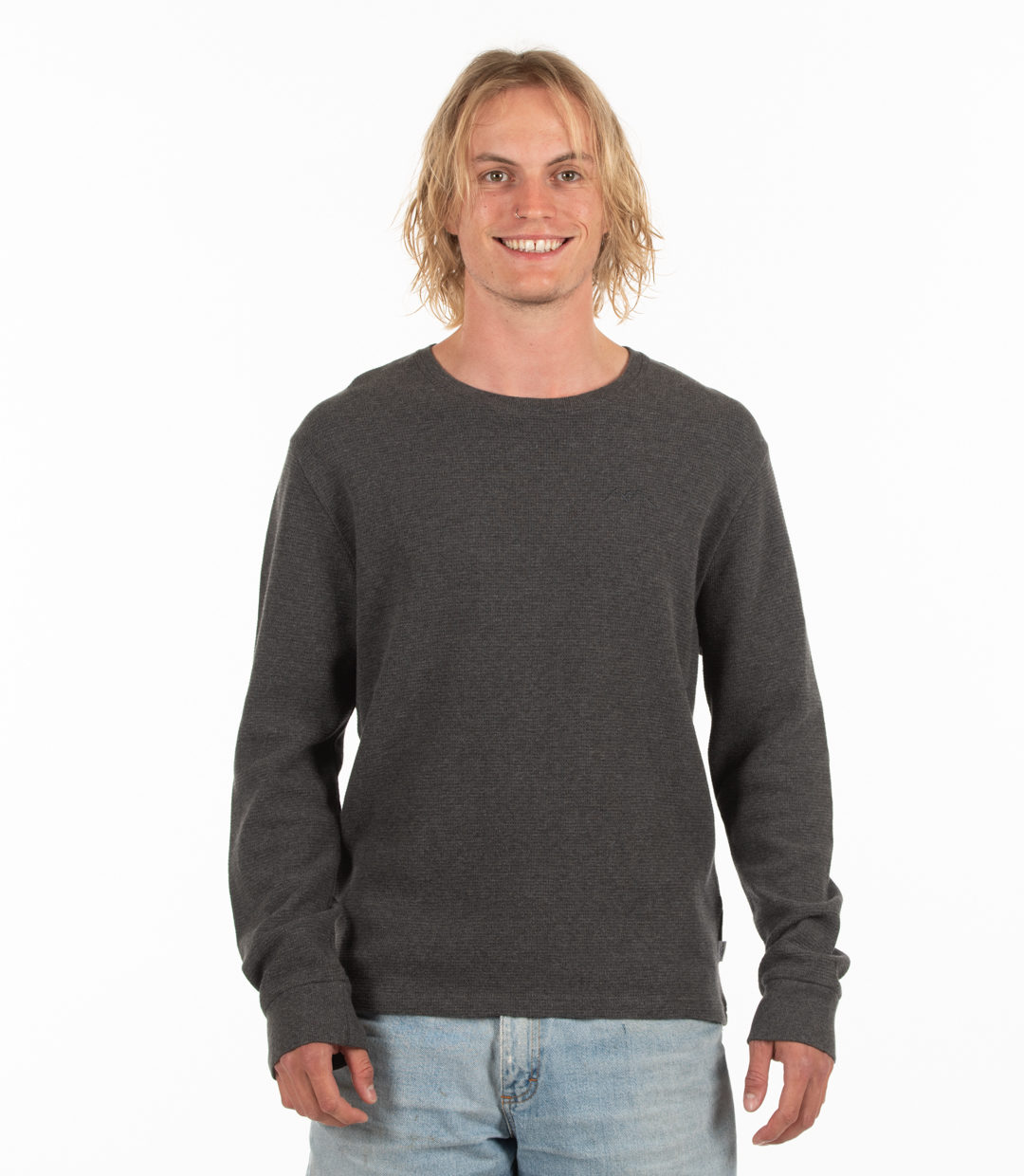 Whatever Man Men Waffle Crewneck Grey 1