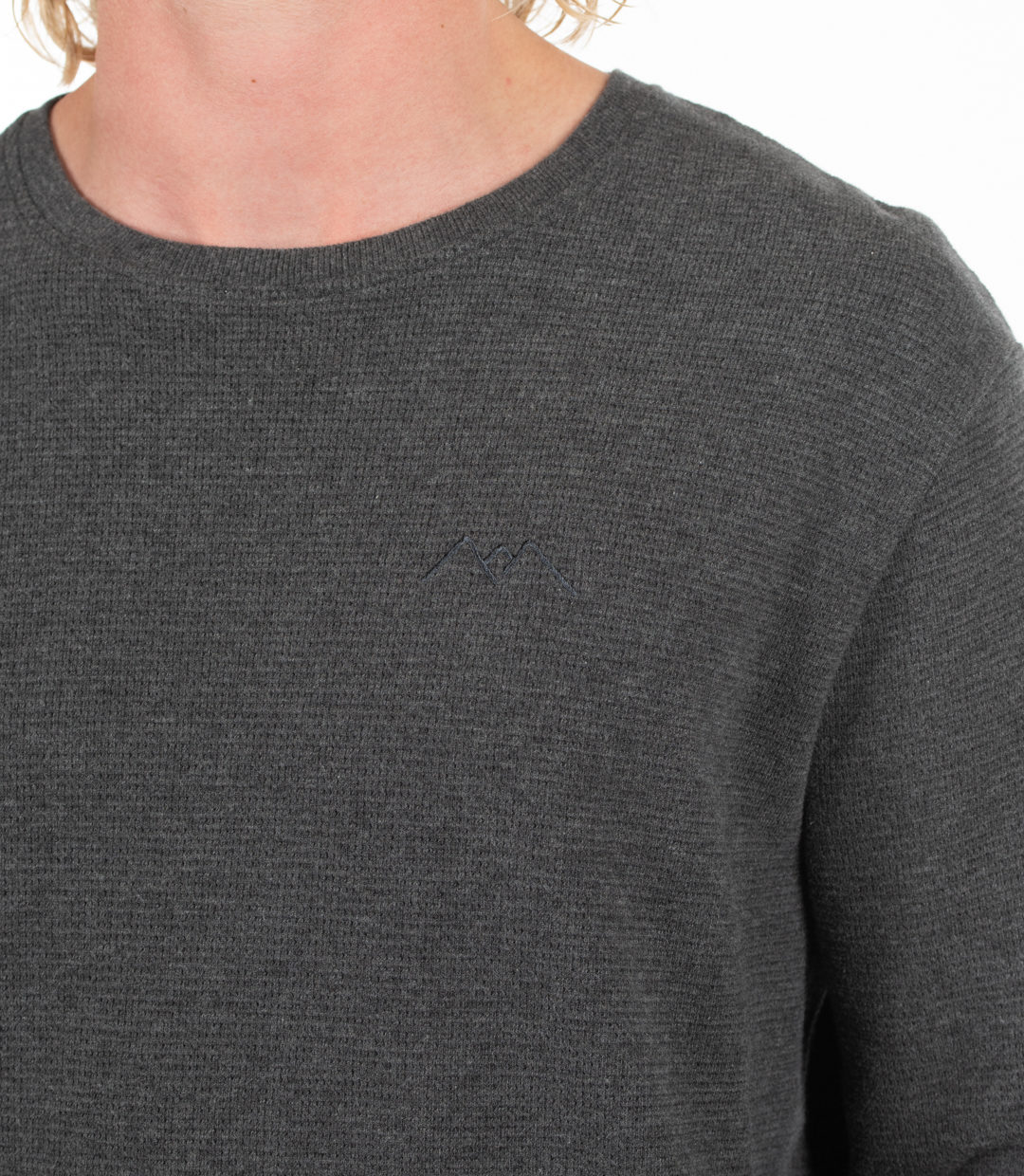 Whatever Man Men Waffle Crewneck Grey Detail 1