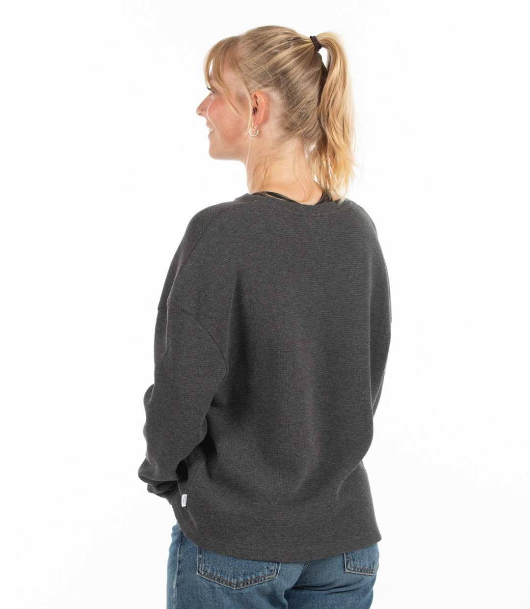 Whatever Man Woman Waffle Crewneck Grey 2