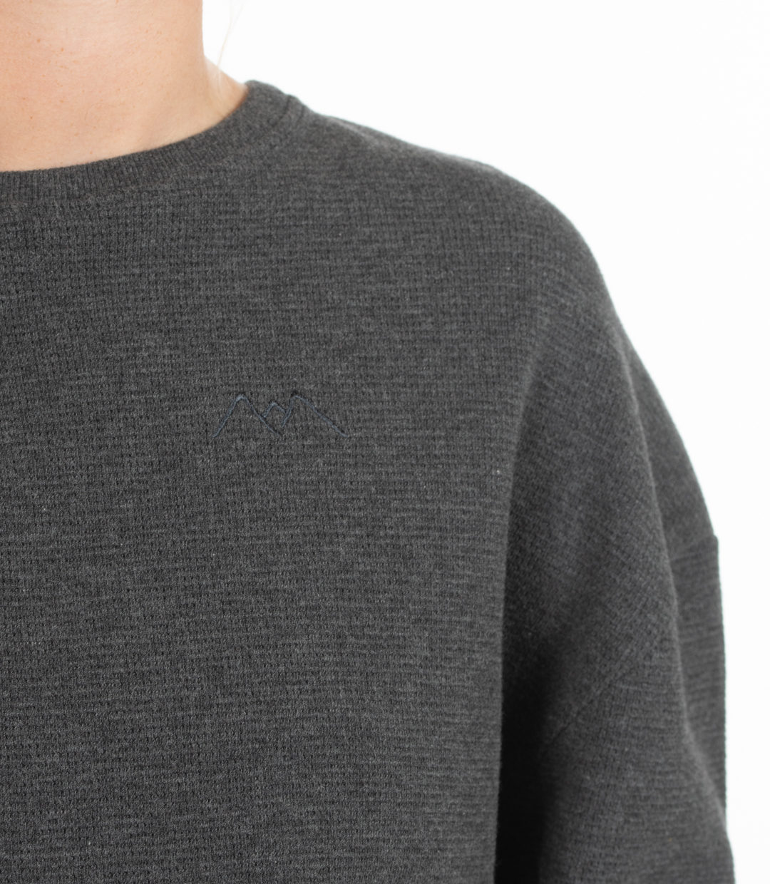 Whatever Man Woman Waffle Crewneck Grey Detail 1