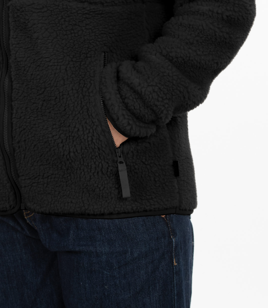 Whatever Man Women Bark Fleece Jacket Black Detail 2