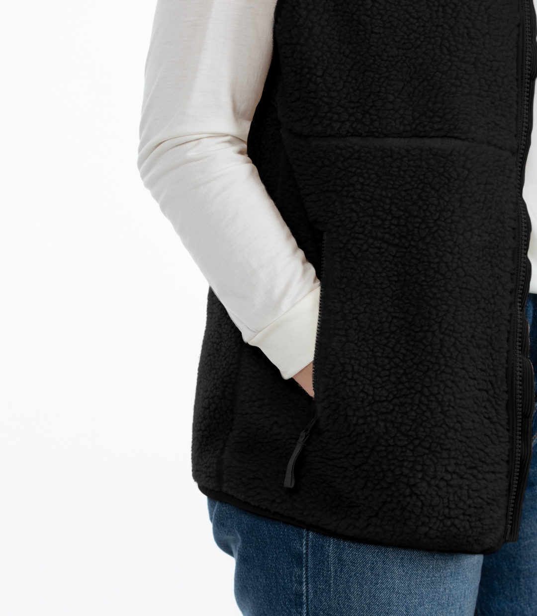 Whatever Man Women Bark Fleece Vest Black Detail 2