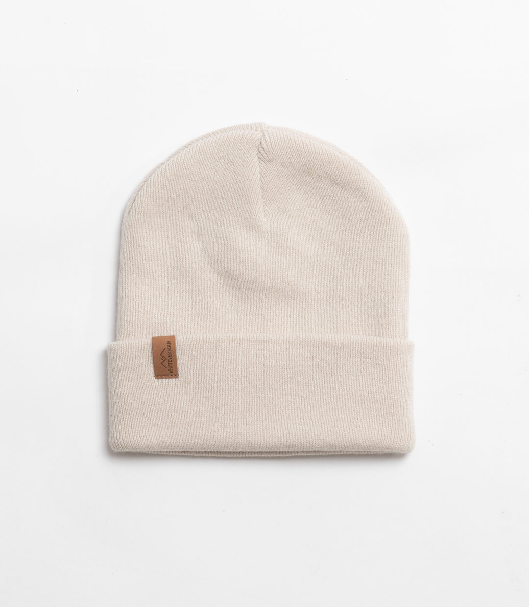 Whateverman Headwear Basic Beanie Logo Leather Beige