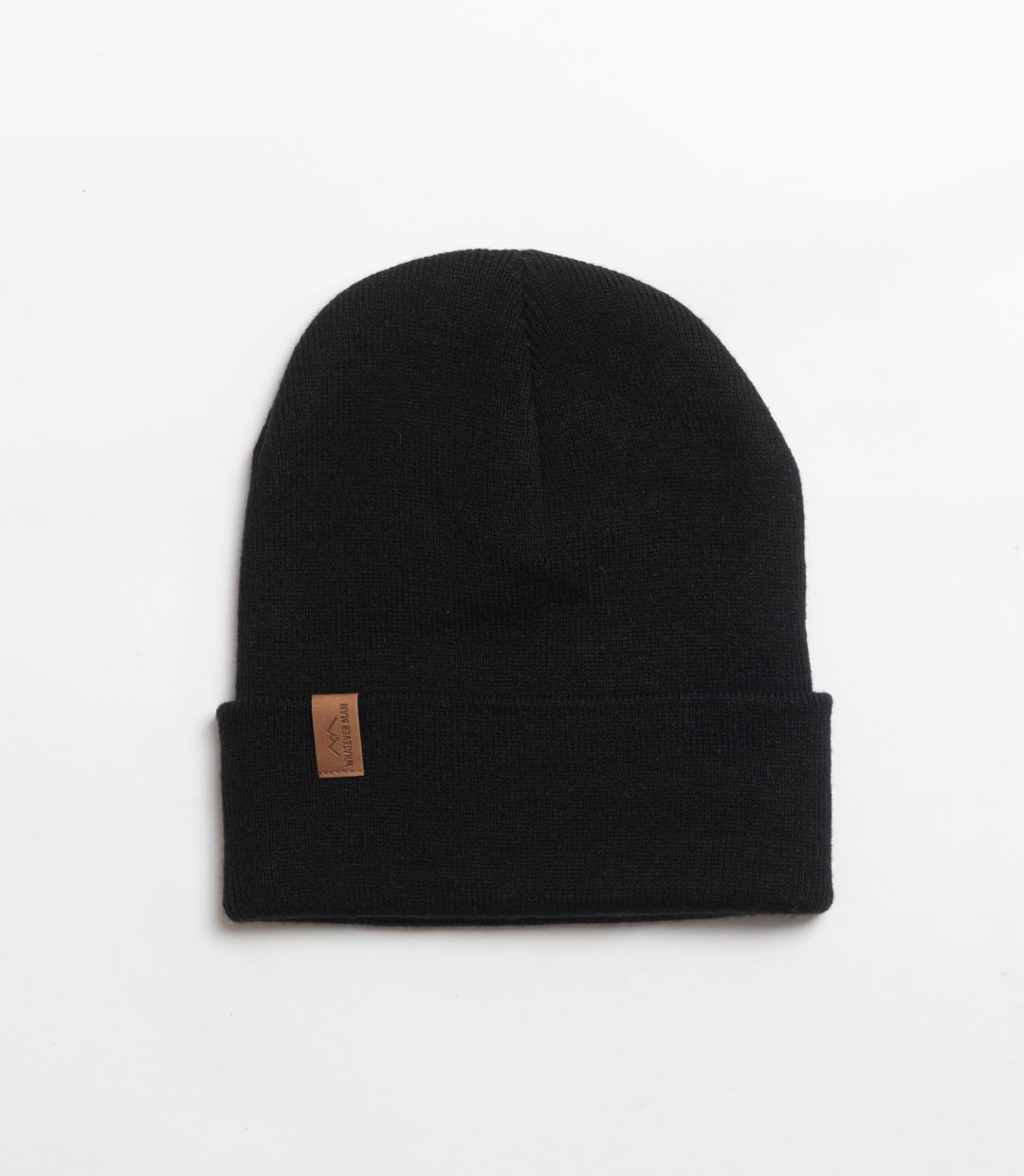Whateverman Headwear Basic Beanie Logo Leather Black