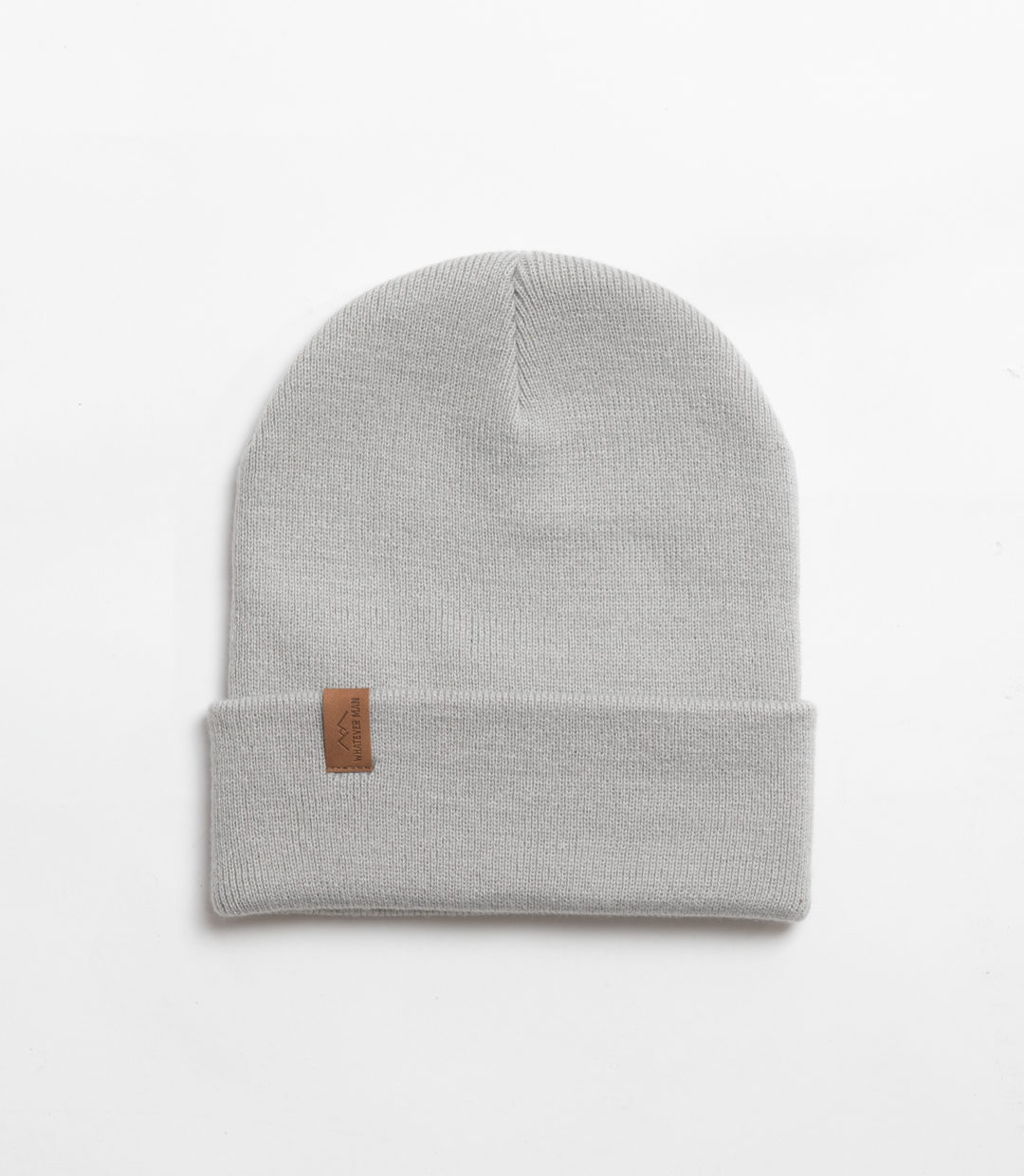 Whateverman Headwear Basic Beanie Logo Leather Light Grey