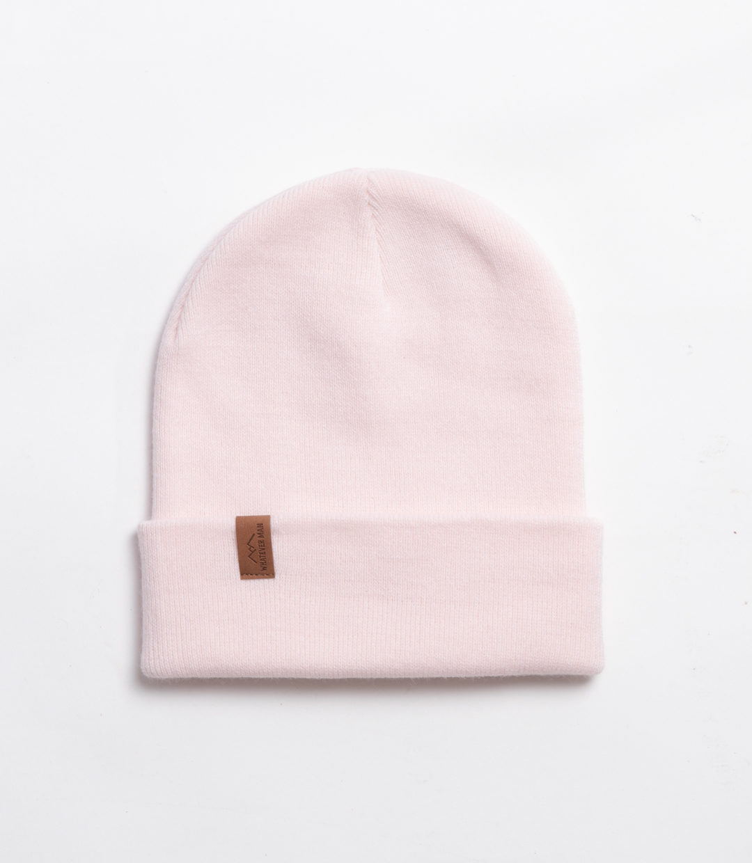 Whateverman Headwear Basic Beanie Logo Leather Pastel Pink