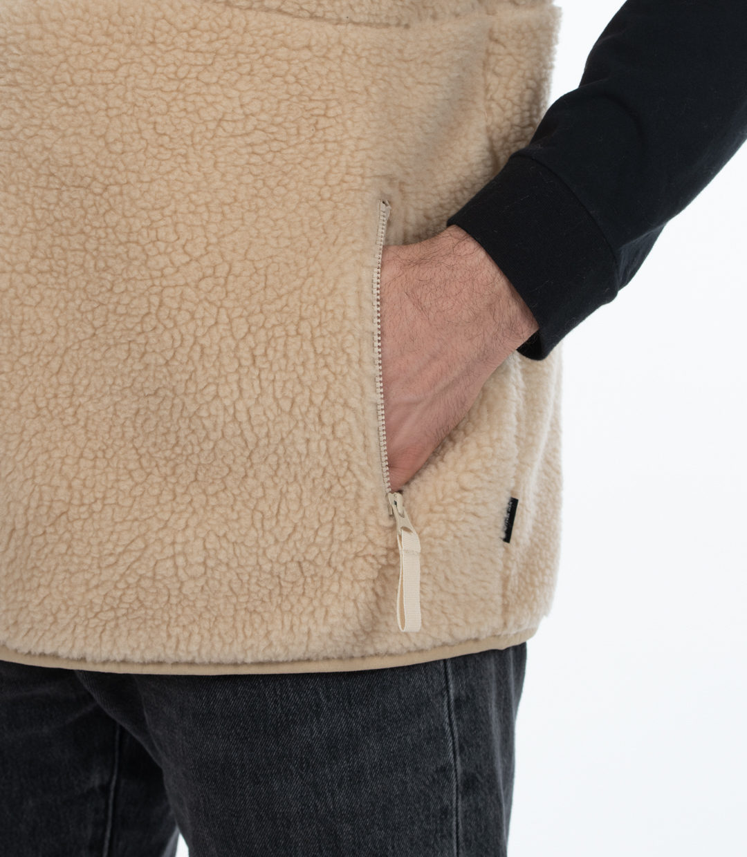 Whateverman Men Bark Fleece Vest Off White Detail 2