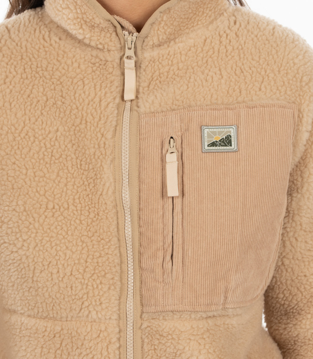 Whateverman Woman Bark Fleece Jacket Off White Detail 1
