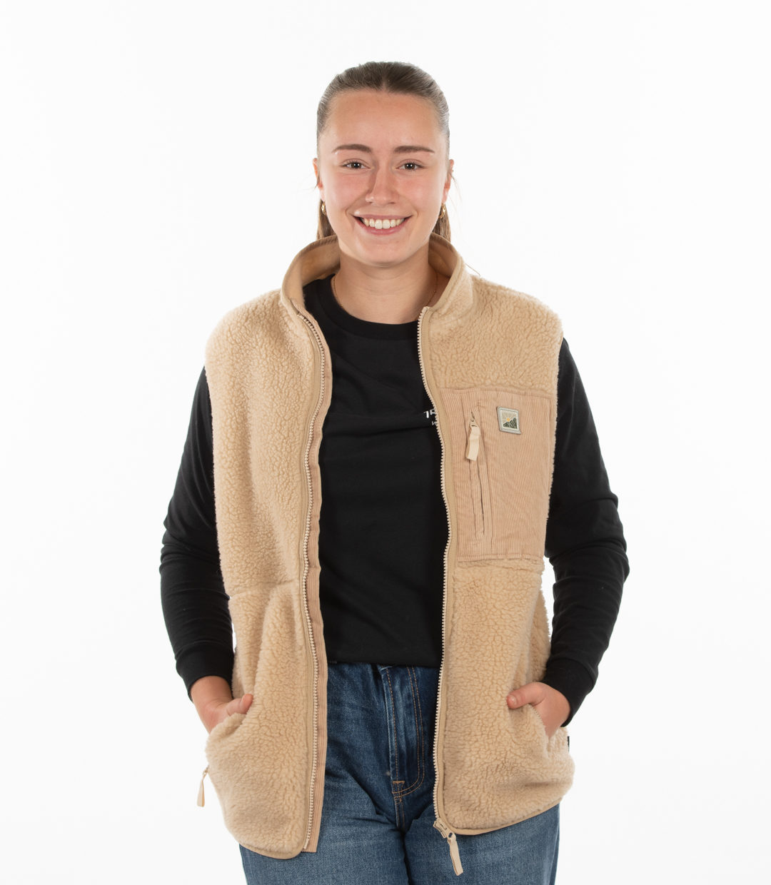 Whateverman Woman Bark Fleece Vest Off White 1