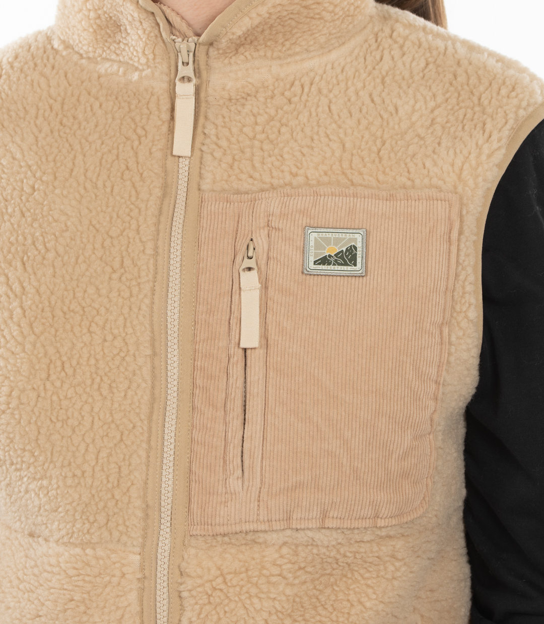 Whateverman Woman Bark Fleece Vest Off White Detail 1